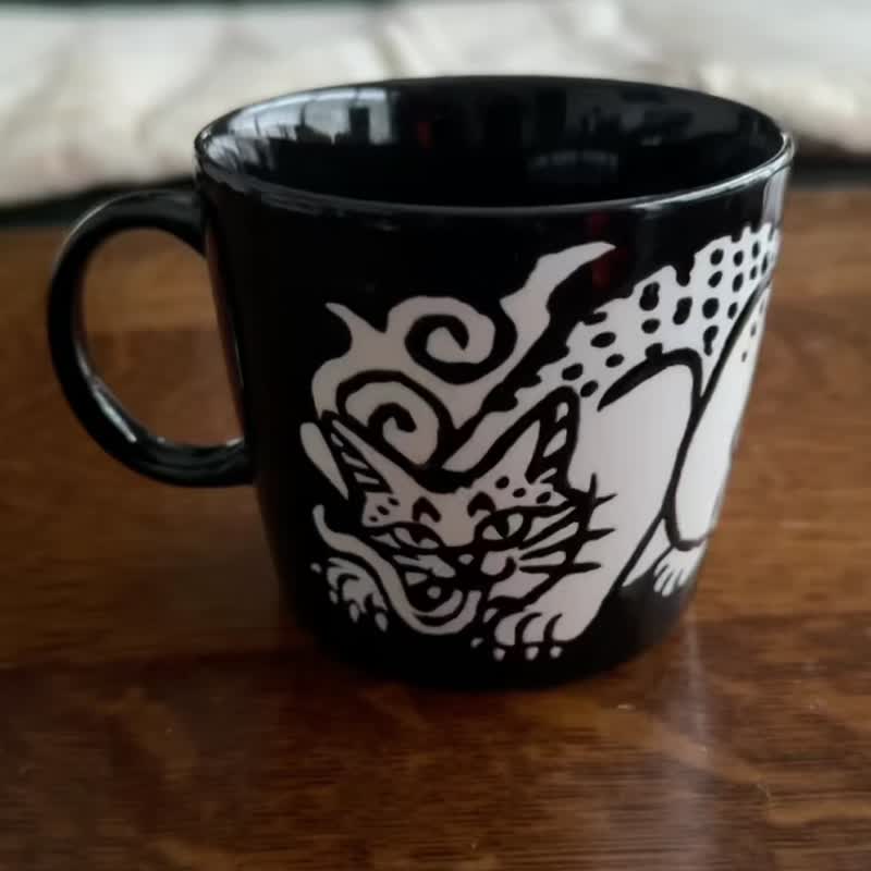 妖怪貓 馬克杯 - 咖啡杯/馬克杯 - 瓷 黑色