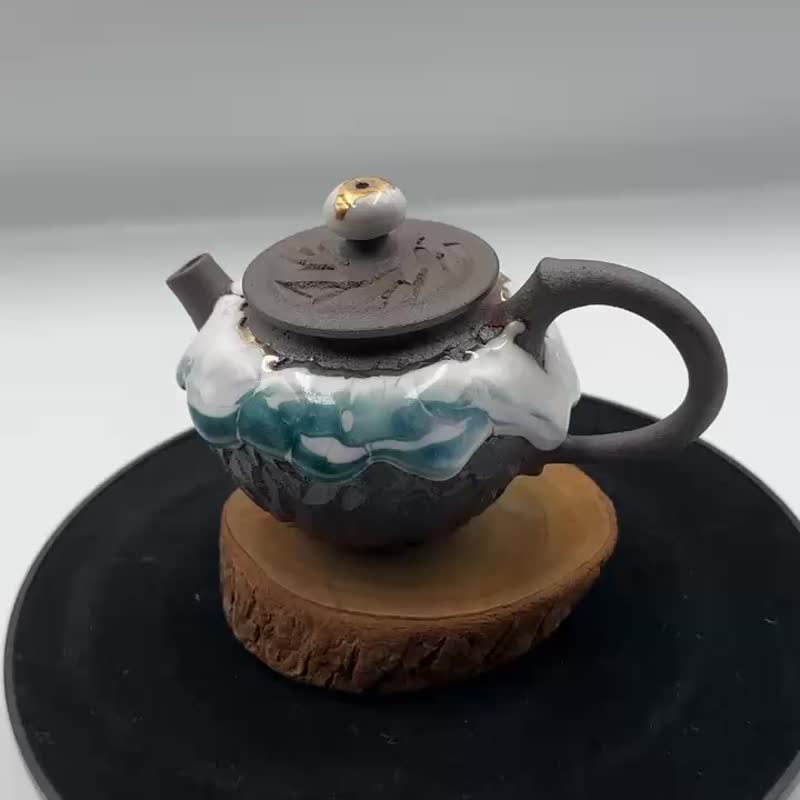 手工製作-志野岩礦系列-刀削岩礦志野垂釉壺-約150cc - 茶壺/茶杯/茶具 - 陶 