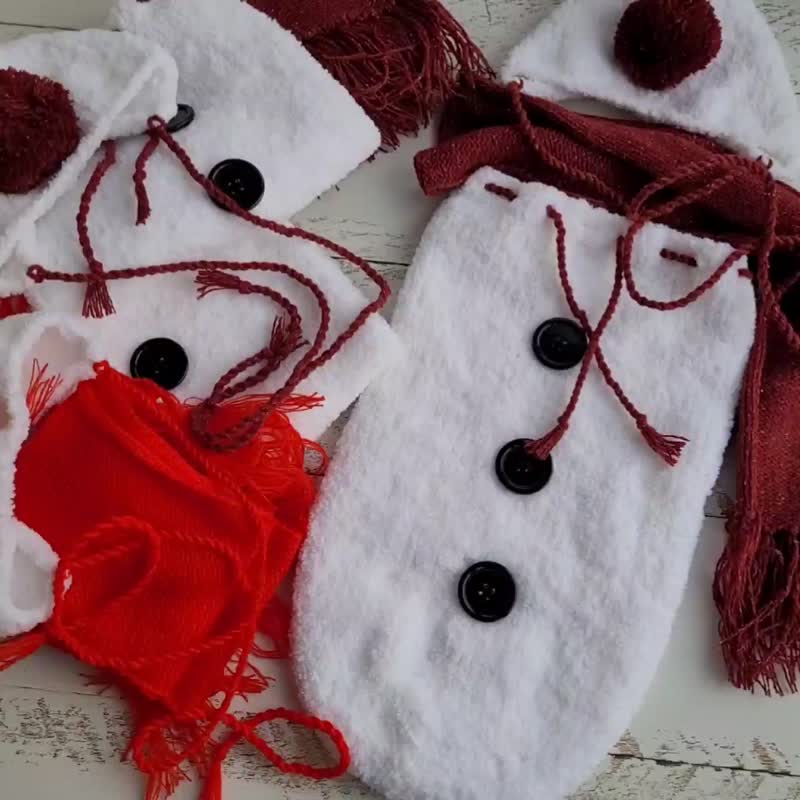 Snowman newborn outfit. Christmas photo props - 嬰兒手鍊/飾品 - 羊毛 白色