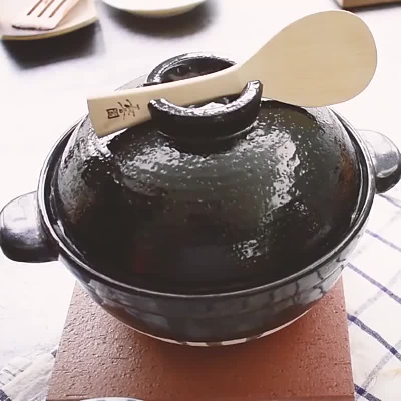 Japan's Hasegaon Iga-yaki far-infrared energy-saving Japanese rice cooker (2-3 people) - Pots & Pans - Pottery Black