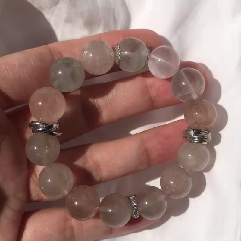 天然水晶 糖果 彩兔毛手串 手鏈 手鍊 透閃亮 彩虹 貓眼 天然原石 - 手鍊/手環 - 水晶 多色
