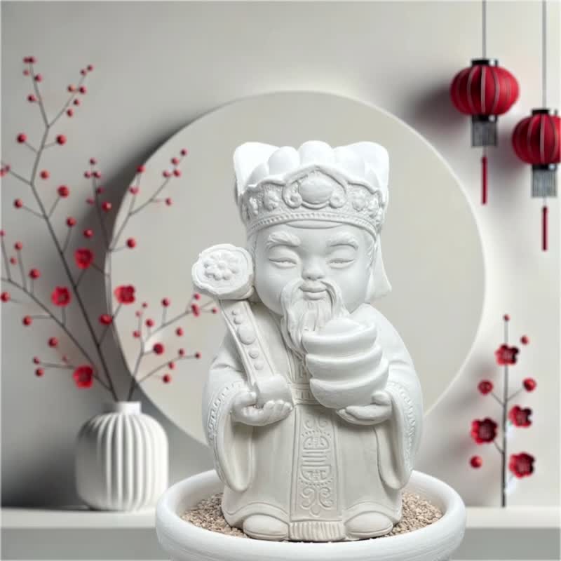 Bring good luck, attract wealth, purify your mind and recite the auspicious God of Wealth. Small plate set of artistic fragrance diffuser to enhance home aesthetics. - Fragrances - Cement White