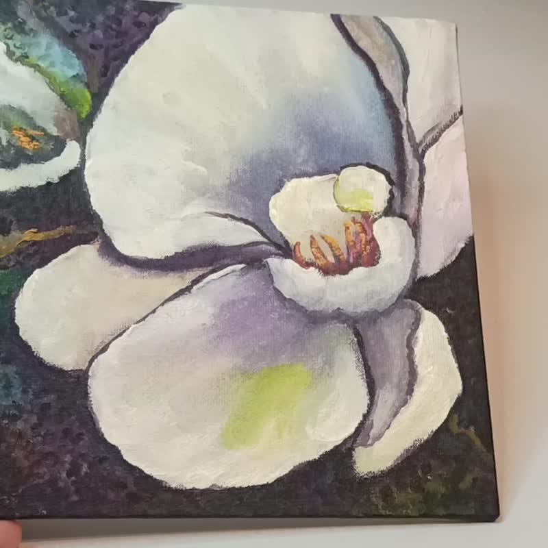 Orchid Oil Painting on Canvas board Flower Original Art Small Wall Artwork - Posters - Other Materials Multicolor