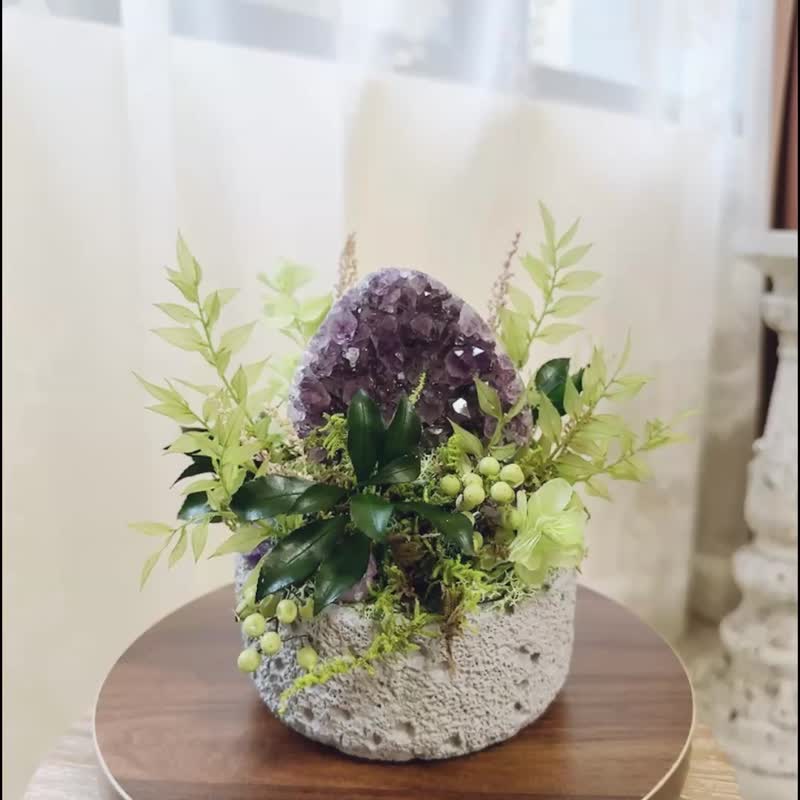 飽飽靜心御飯糰_水晶消磁晶鎮_ 手捧一口溫柔 - 盆栽/植栽 - 水晶 紫色