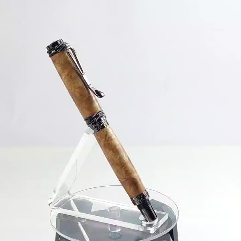 Gold camphor ball pen / handmade ball pen / KOBE handmade pen - ไส้ปากกาโรลเลอร์บอล - ไม้ สีนำ้ตาล