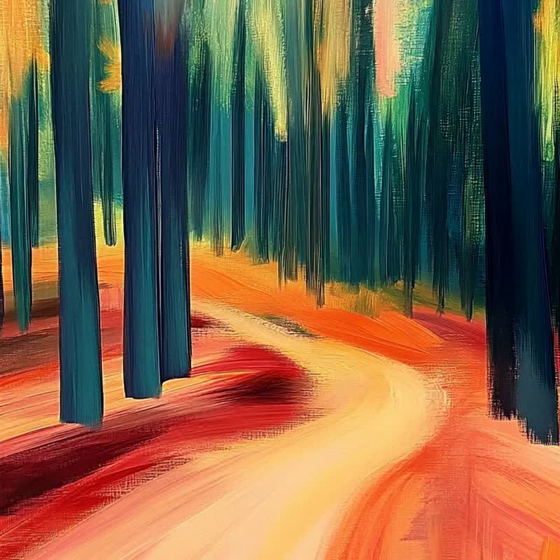 Forest path seeking light modern abstract oil painting light and shadow forest walking living room bedroom decoration contemporary art giclee hanging painting - โปสเตอร์ - ผ้าฝ้าย/ผ้าลินิน 