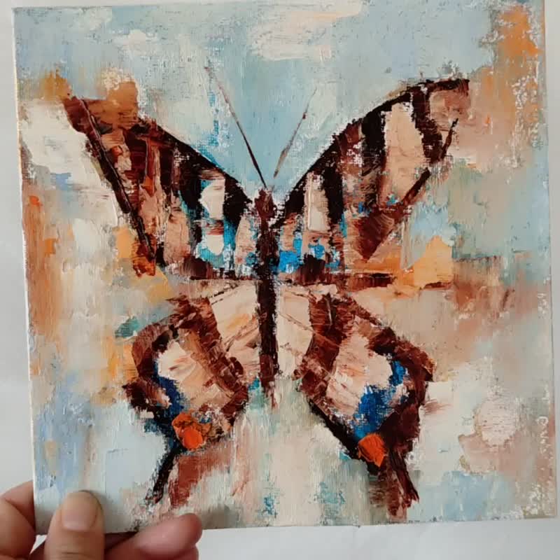 Butterfly Original Painting, Insect Wall Art, Monarch Butterfly Picture, 手工油畫 - โปสเตอร์ - วัสดุอื่นๆ หลากหลายสี