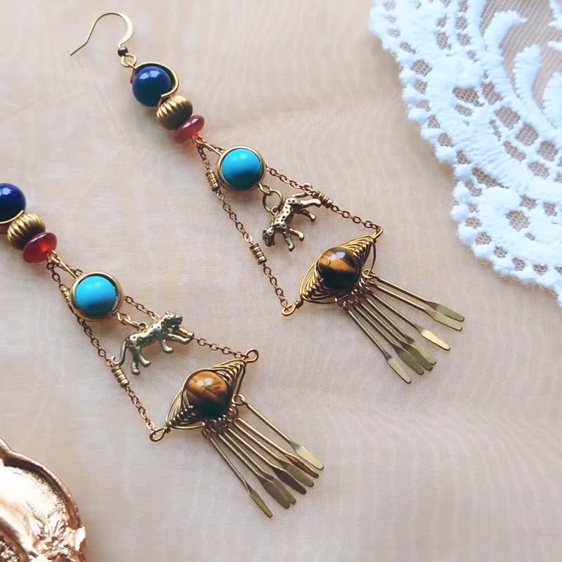 [Existence and Time] Egyptian style earrings/Christmas gift/Exchange gift/Changeable clip-on style - Earrings & Clip-ons - Copper & Brass 