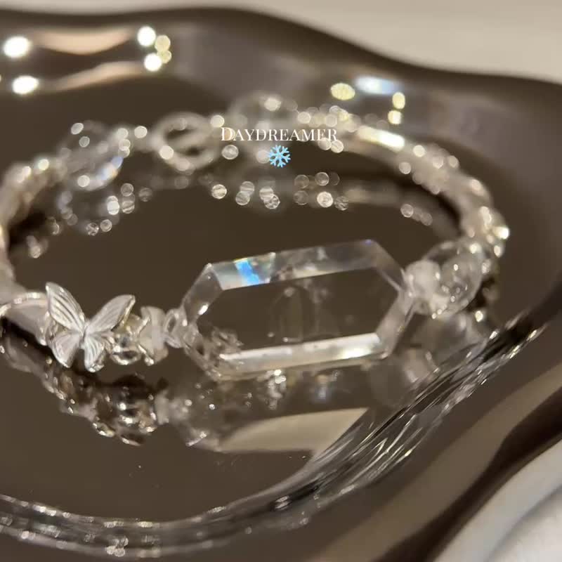 Museum-Quality Double-Water-Womb Crystal and White Crystal Sterling Silver Designer Bracelet - สร้อยข้อมือ - คริสตัล สีใส