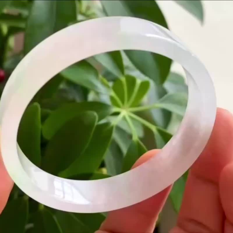 冰種 天然翡翠 緬甸 A玉 玉鐲 • 冰種飄花翡翠方鐲 - 手鍊/手環 - 玉石 粉紅色