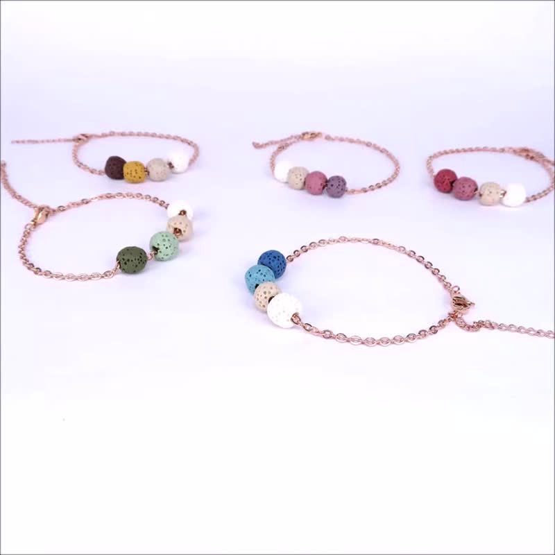 Diffuser Bracelet Quadruple-Bead 4-Color Aroma Rock Colors Option Titanium Steel - สร้อยข้อมือ - สแตนเลส หลากหลายสี