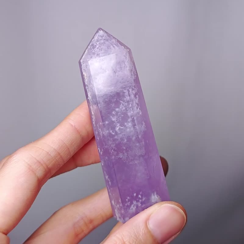 Purple Stone rare snow pattern collectible wisdom career attracts wealth and high self crystal pillar single product - Items for Display - Gemstone Purple