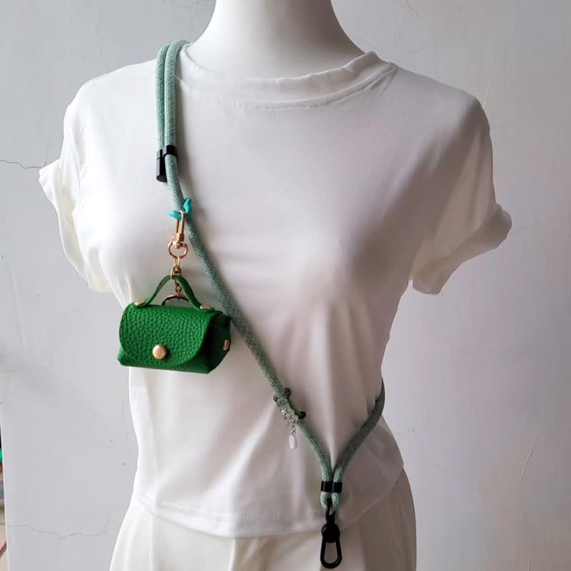 Adjustable crossbody phone strap Phone strap adapter Coin pouch keyring, Green - Lanyards & Straps - Other Man-Made Fibers Green