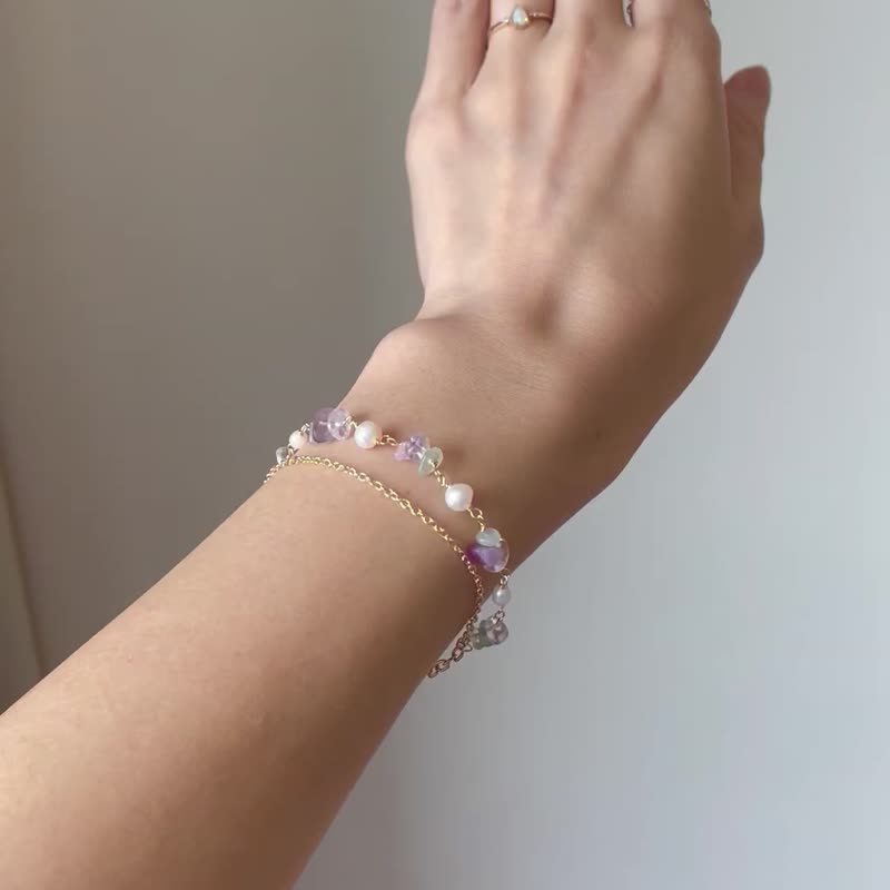 手作手鍊  螢石 日本手作家 - 手鍊/手環 - 玉石 紫色