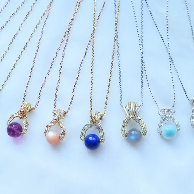 [Garden of Heart Balls] Natural stone necklace/Christmas gift/sweater chain/short necklace - สร้อยคอ - เครื่องเพชรพลอย 