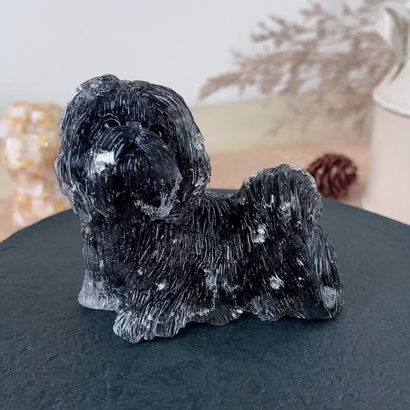 Crystal Ornament Doll Adorable Shih Tzu Size M | Natural crystal and ore craftsman glue - Items for Display - Crystal Multicolor