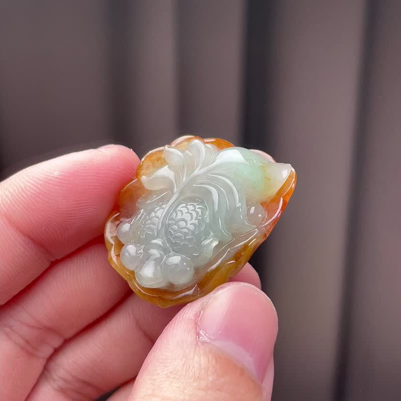 冰糯綠黃翡翡翠金魚 | 天然緬甸玉翡翠A貨 - 其他 - 玉石 多色