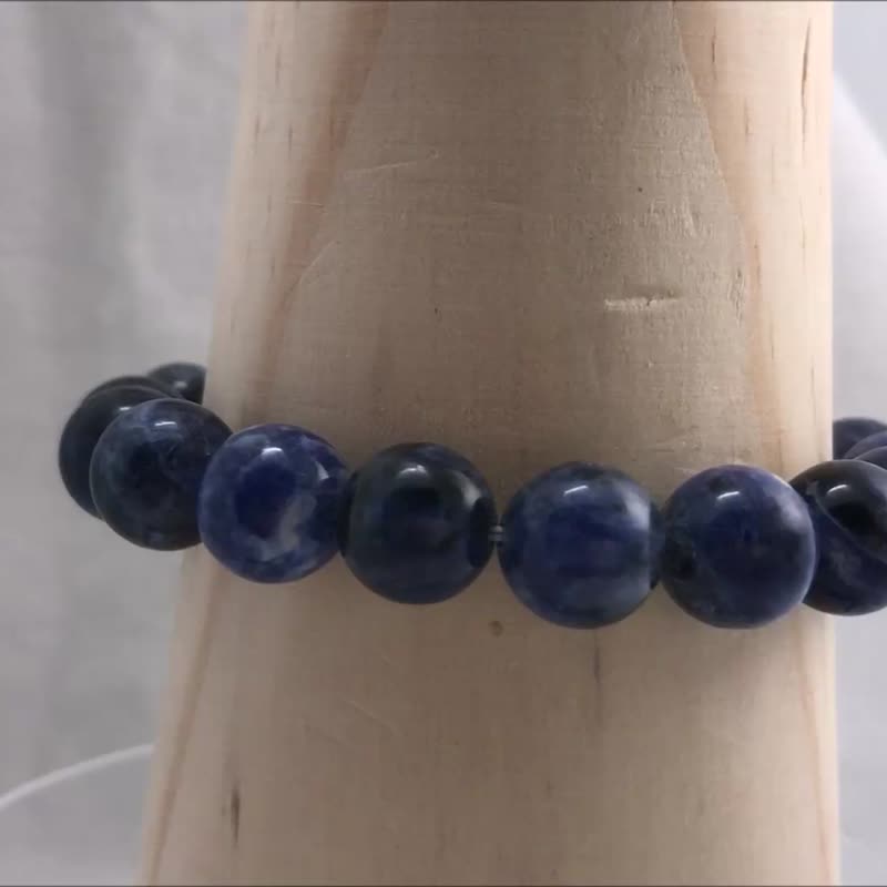 Sodalite Lovers Stretch Bracelet Beads Precious Stones 6mm 10mm 1 Pair Set - สร้อยข้อมือ - เครื่องเพชรพลอย สีน้ำเงิน