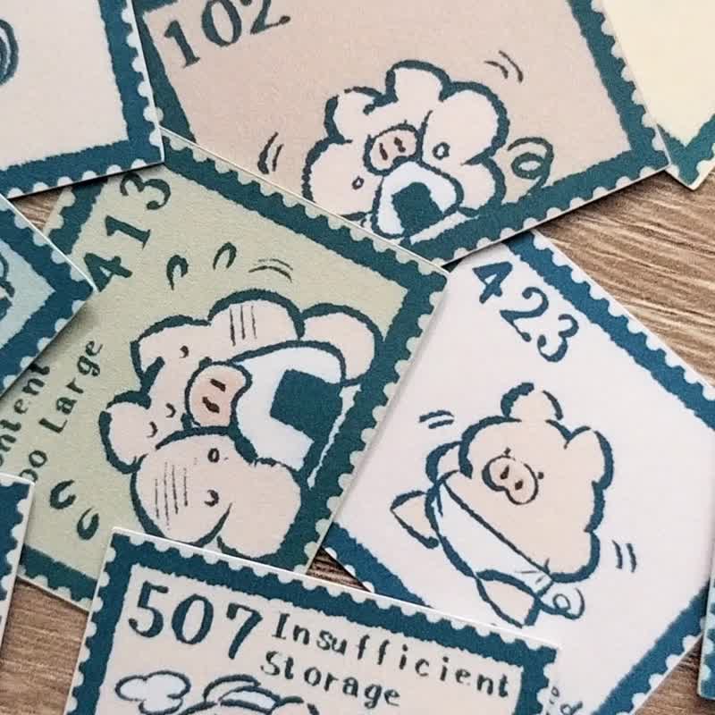 【 Pinkoi 限定 】フレークシール　ブタさん　切手風 - 貼紙 - 紙 