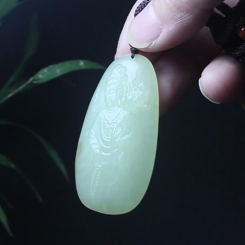 [Great Mercy and Great Compassion Avalokitesvara] Natural Hetian Jade Pendant/Avalokitesvara Necklace Pendant/Original Design/Blessing