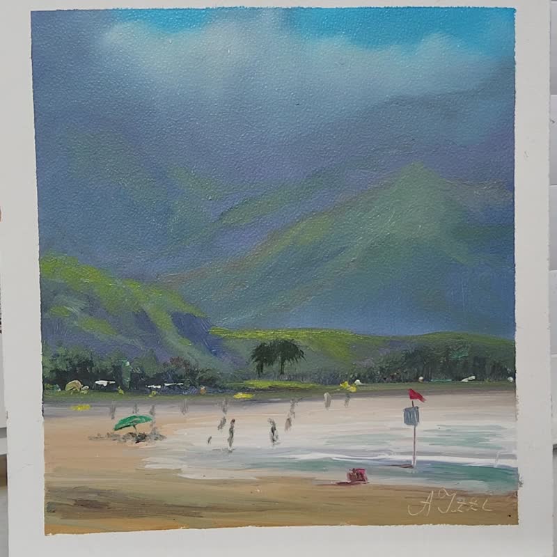 Hawaii Painting Seascape Original Oil Painting 12x12 inches Made to Order Beach - 插畫/繪畫/寫字 - 其他材質 