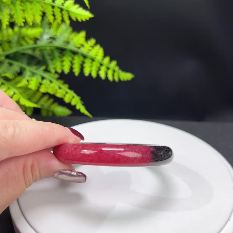 精品 巴西深玫粉薔薇輝手镯 56MM 閃片潑墨風桃花玉手環 心輪包容 - 手鍊/手環 - 半寶石 