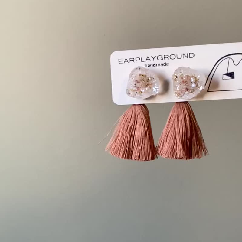 桃子香氣 - 兩戴式耳針款 - 耳環/耳夾/耳骨夾 - 樹脂 橘色