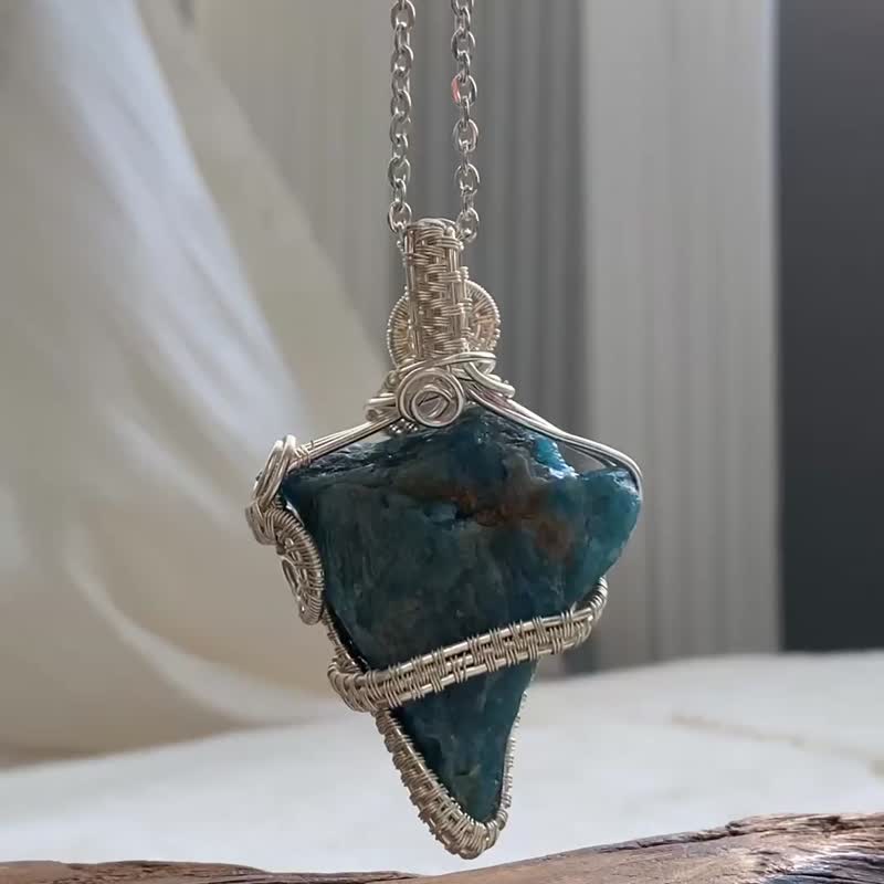 【天然水晶】藍磷灰石原石項鍊 / 不定形水晶 - 項鍊 - 水晶 藍色