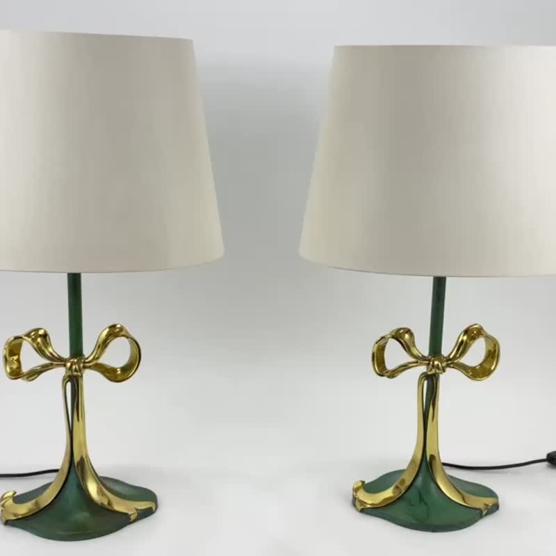 Stunning Vintage Table Lamps Made of Enamelled Bronze | Vintage Lighting - Lighting - Other Metals Green