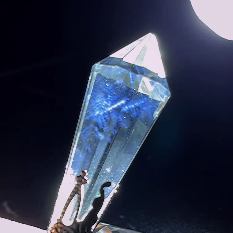 天然 藍針白水晶 靈尖 天使淚 靈擺 項鍊 吊墜 天使羽毛 藍針水晶 - 項鍊 - 水晶 多色