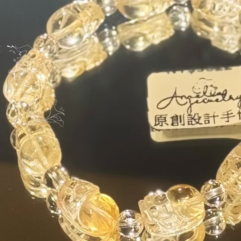 彌雅手作丨貔貅守護丨天然金錢豐盛生命之火黃水晶戒指原創設計 - 手鍊/手環 - 水晶 黃色
