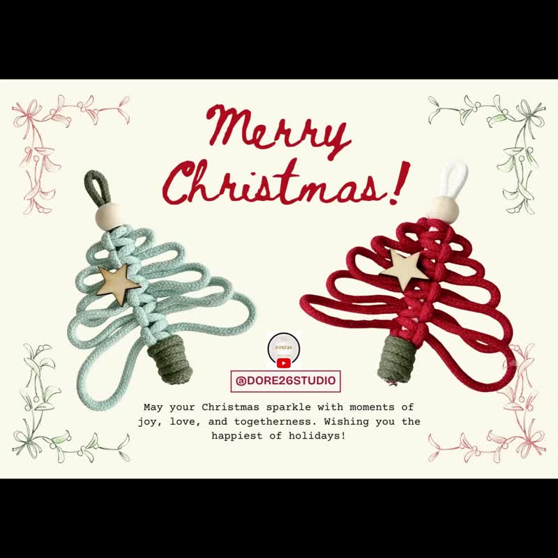 Doré26 DIY 快速編織聖誕樹材料包 | Macrame 交換禮物 - 編織/刺繡/羊毛氈/縫紉 - 棉．麻 
