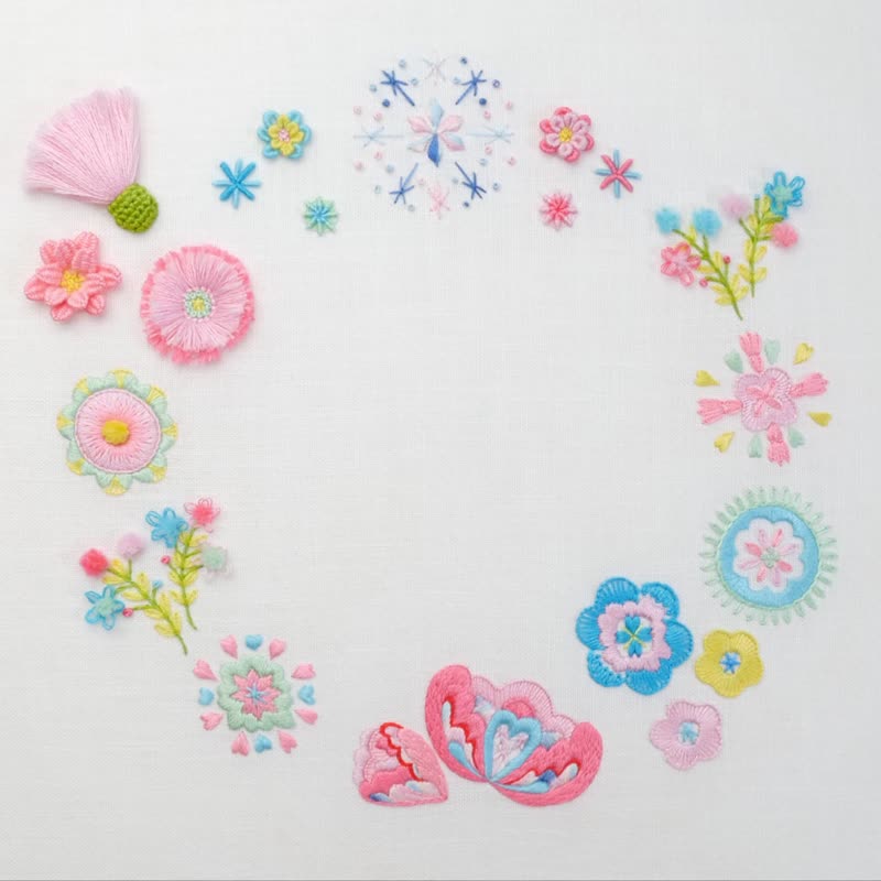 (Taipei class has 2 classes in total) From basic embroidery to advanced three-dimensional stitches, three-dimensional flower and grass embroidery concepts are suitable for beginners - เย็บปักถักร้อย/ใยขนแกะ/ผ้า - ผ้าฝ้าย/ผ้าลินิน 