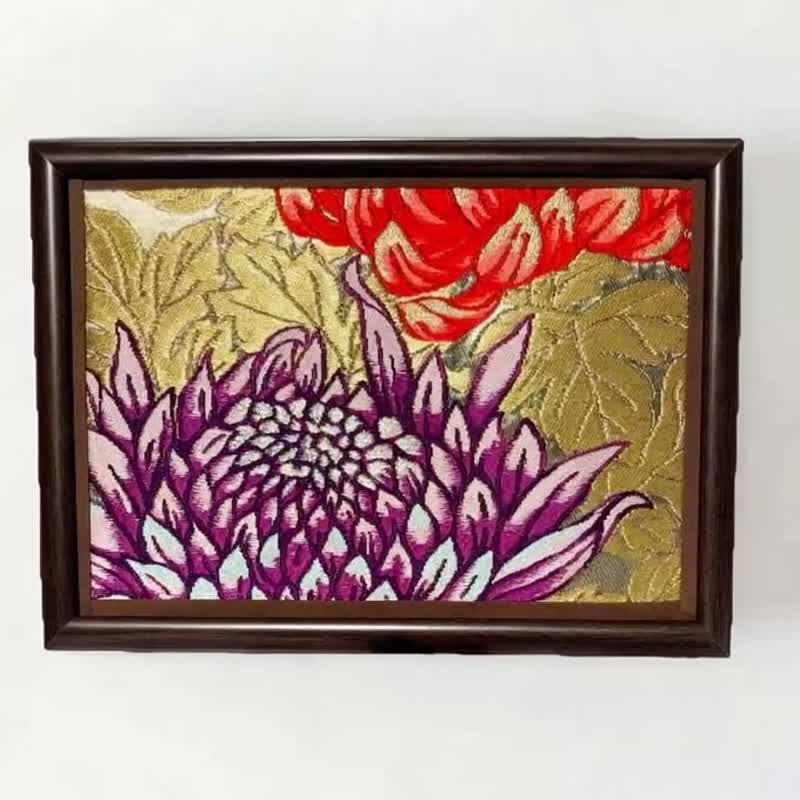 獨一無二 真絲和服袋帶藝術掛畫, 日本手作紡織裝飾面板 - 海報/掛畫/掛布 - 絲．絹 金色