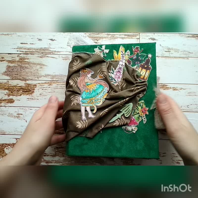 Large forest junk journal handmade Fairy notebook Magic witch grimoire - สมุดบันทึก/สมุดปฏิทิน - กระดาษ สีเขียว