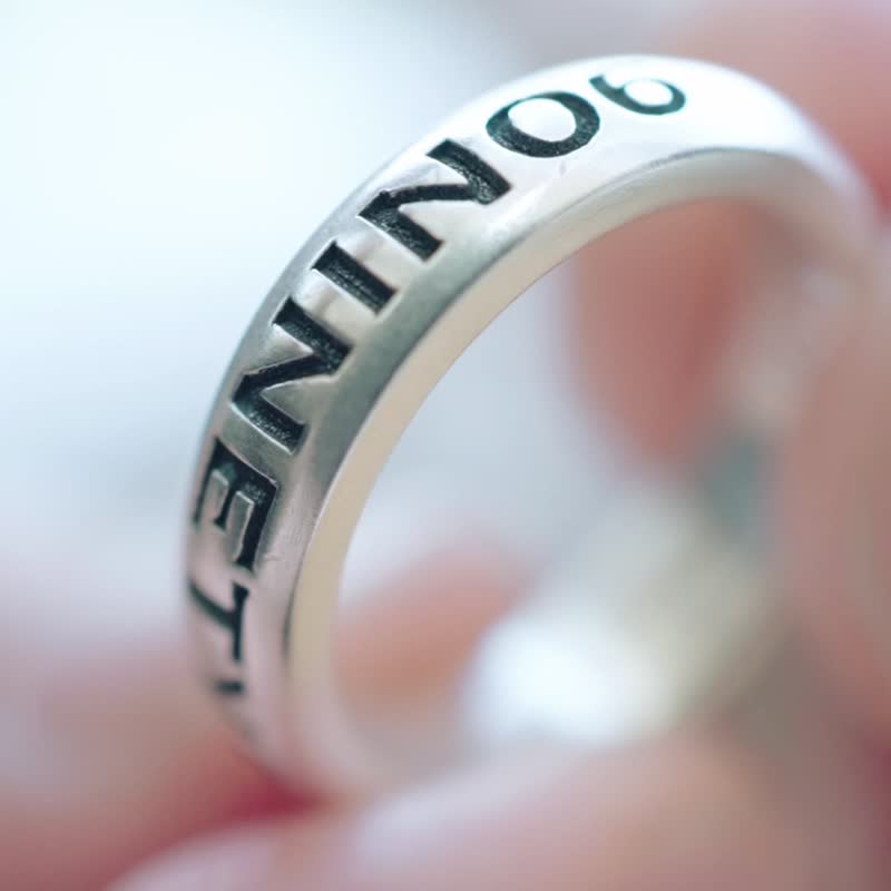 [Gift] Thick custom-engraved love couple's ring S999 sterling silver wedding ring - แหวนทั่วไป - เงินแท้ สีเงิน