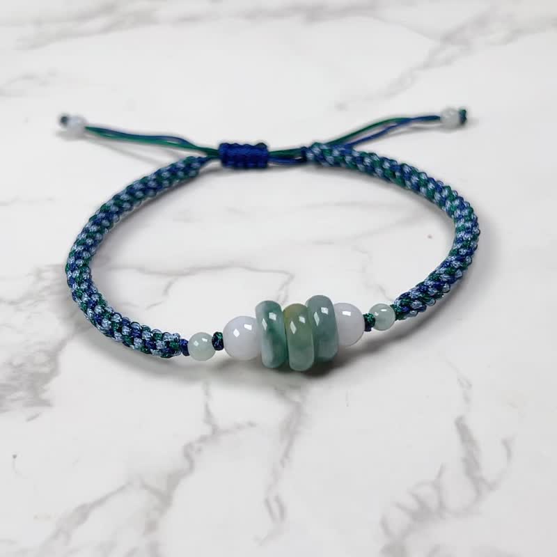 [Everything goes well] Ice Jade Passepartout Braided Bracelet | Natural Burmese Grade A Jadeite | Gift - Bracelets - Jade Green