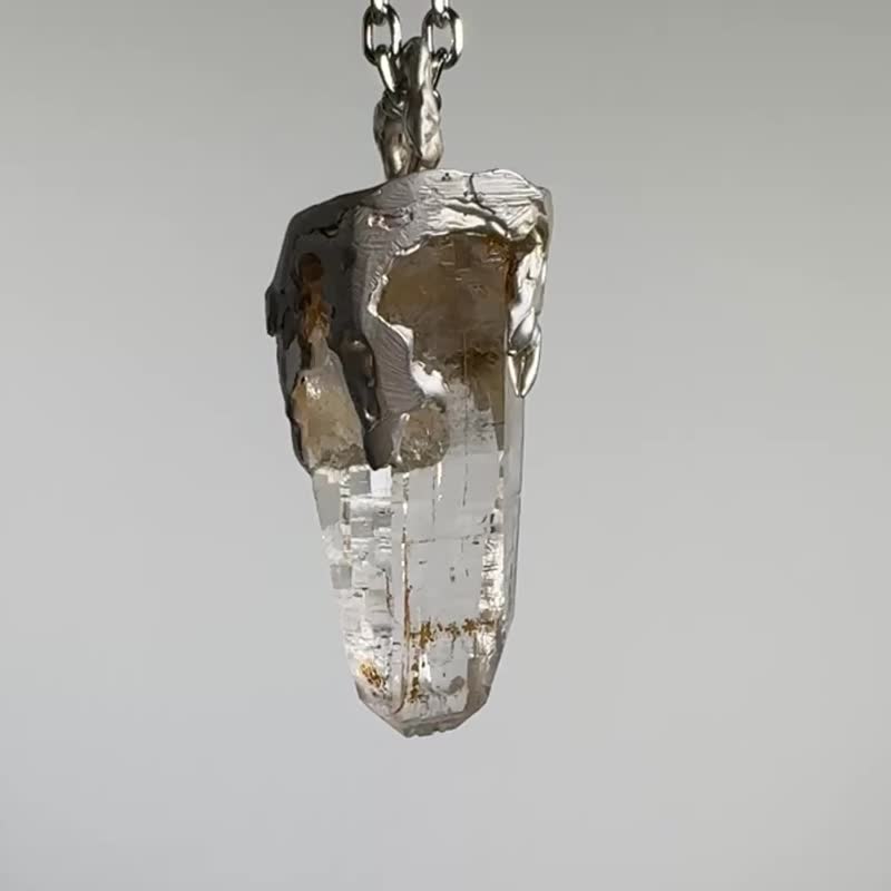 喜馬拉雅水晶/純銀粗獷個性手工項鏈 - 項鍊 - 純銀 