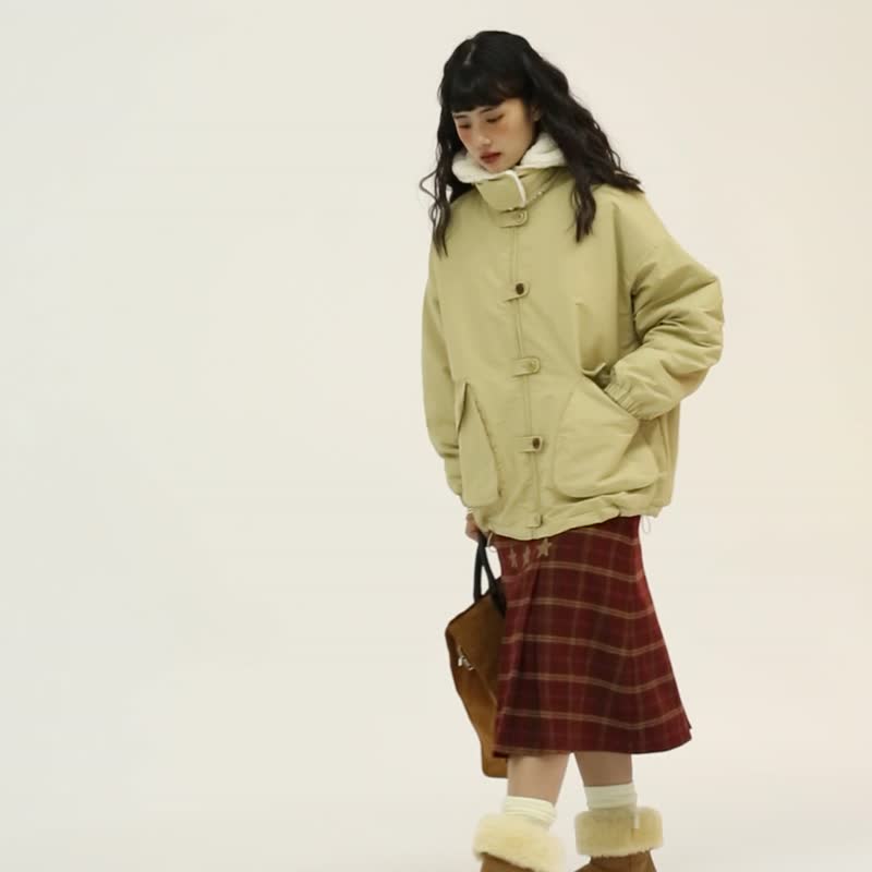 oddmaker可拆帽仿羊羔毛棉服寬松保暖冬季潮百搭外套羽絨棉服 - 女上衣/長袖上衣 - 棉．麻 