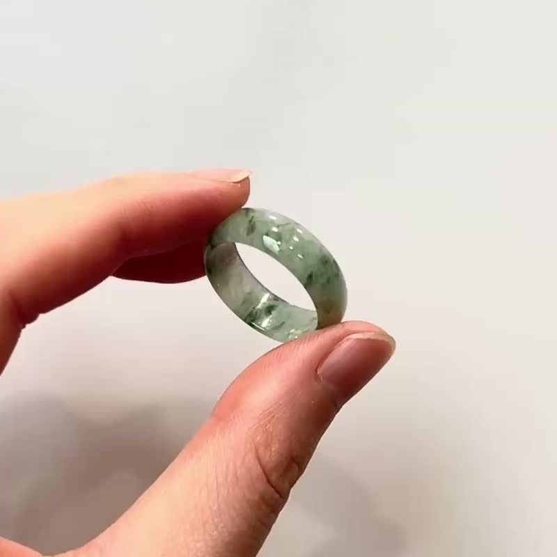 冰種 天然翡翠 緬甸 A玉 玉鐲 • 糯冰種松花綠翡翠戒指 - 戒指 - 石頭 綠色
