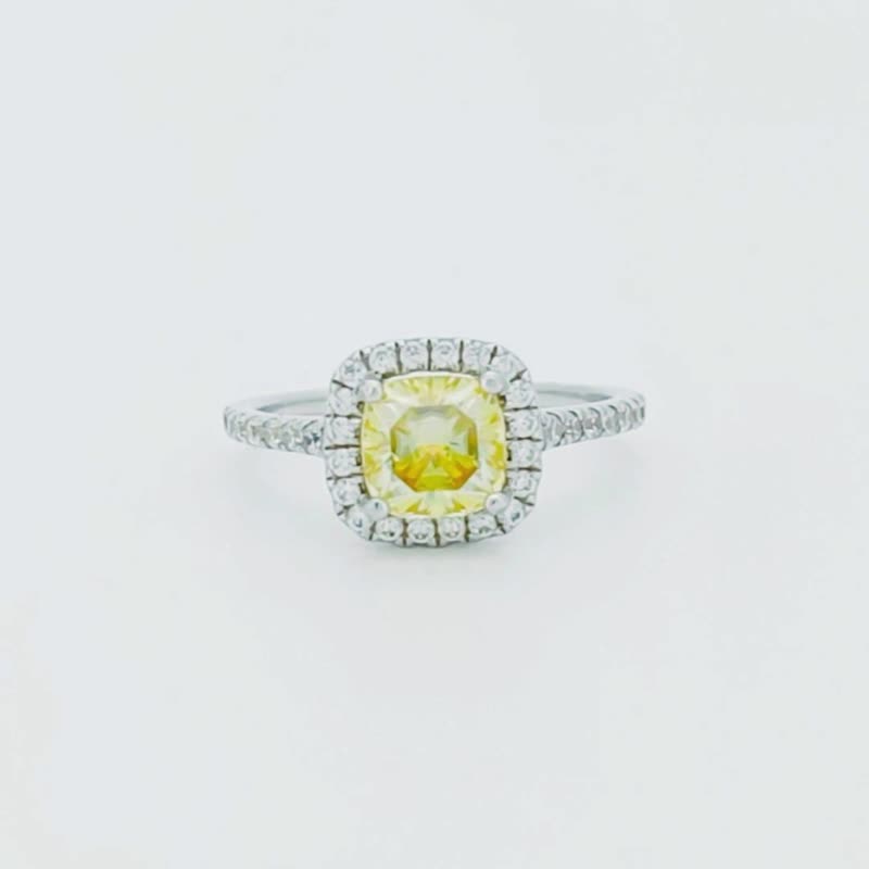 莫桑石 莫桑鑽 1-3克拉黃鑽公主女鑽戒  台北門市 客製化訂製白金 - 戒指 - 其他材質 