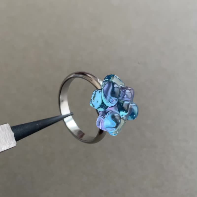 [Ryukyu Glass] Hydrangea Ring (Free Size) - General Rings - Resin Purple