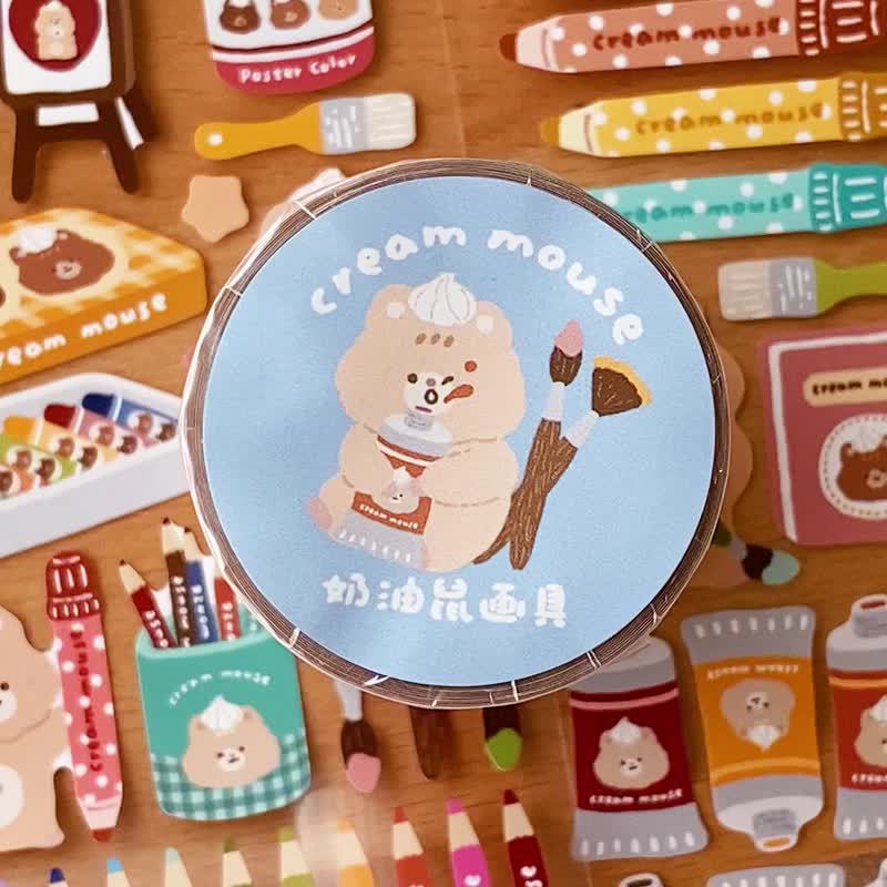 奶油鼠/奶油鼠畫具/7公分切膜紙膠帶/附離型紙 - 紙膠帶/和紙/PET - 紙 多色