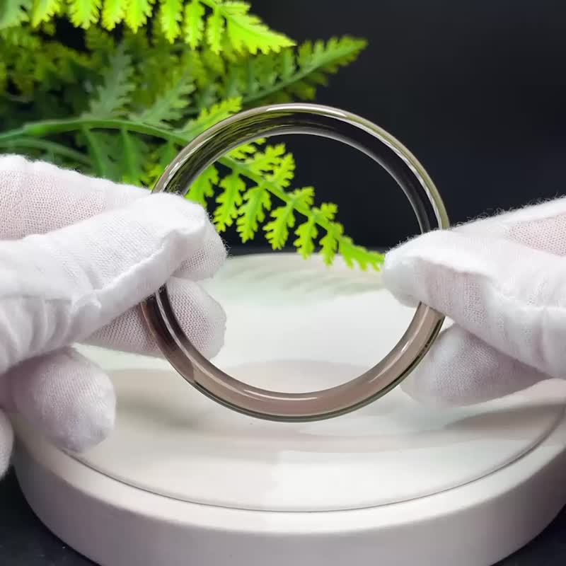 高品質 玻璃體茶晶手鐲 54MM 冰透仙女條煙晶手環 提升個人魅力 - 手鍊/手環 - 水晶 