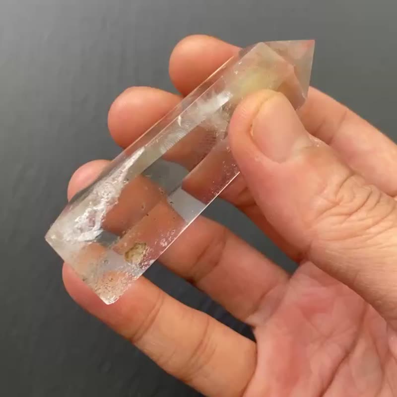 能量擺件-天使之翼 天然異像金字塔冰透藍針彩虹白水晶共生幽靈柱 - 其他 - 水晶 多色