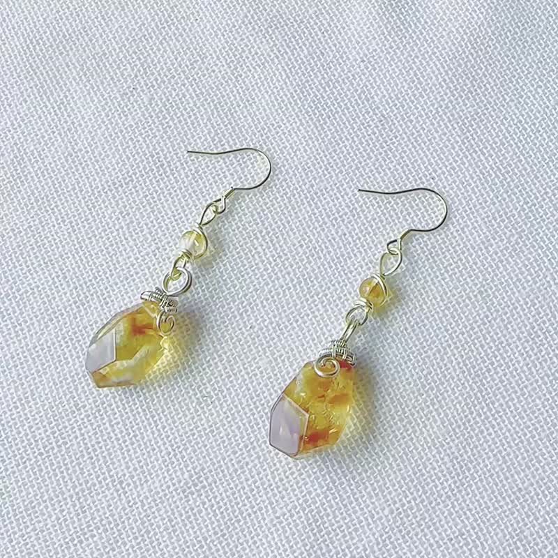 [Yellow Crystal] Lucky Gemstone/Handmade Braided Earrings - สร้อยคอ - คริสตัล สีเหลือง